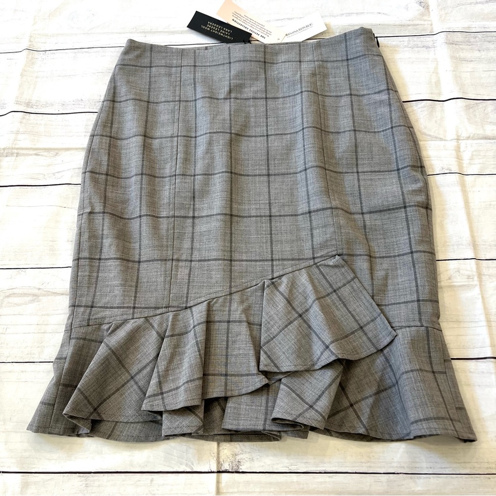 🆕NWT Banana Republic Gray Checkered Pencil Skirt
